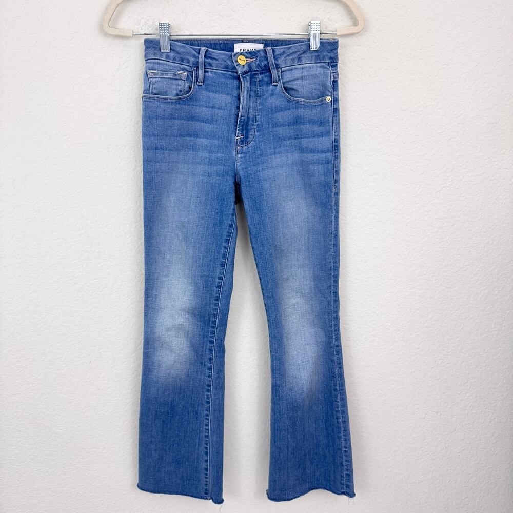 Frame Womens Le Crop Mini Boot Jeans Size 25 Raw Hem Stretch Casual Blue Europa